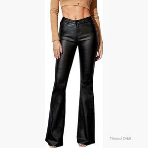 Faux Leather Flare Leggings Bootcut Pants Stretchy Skinny Fit